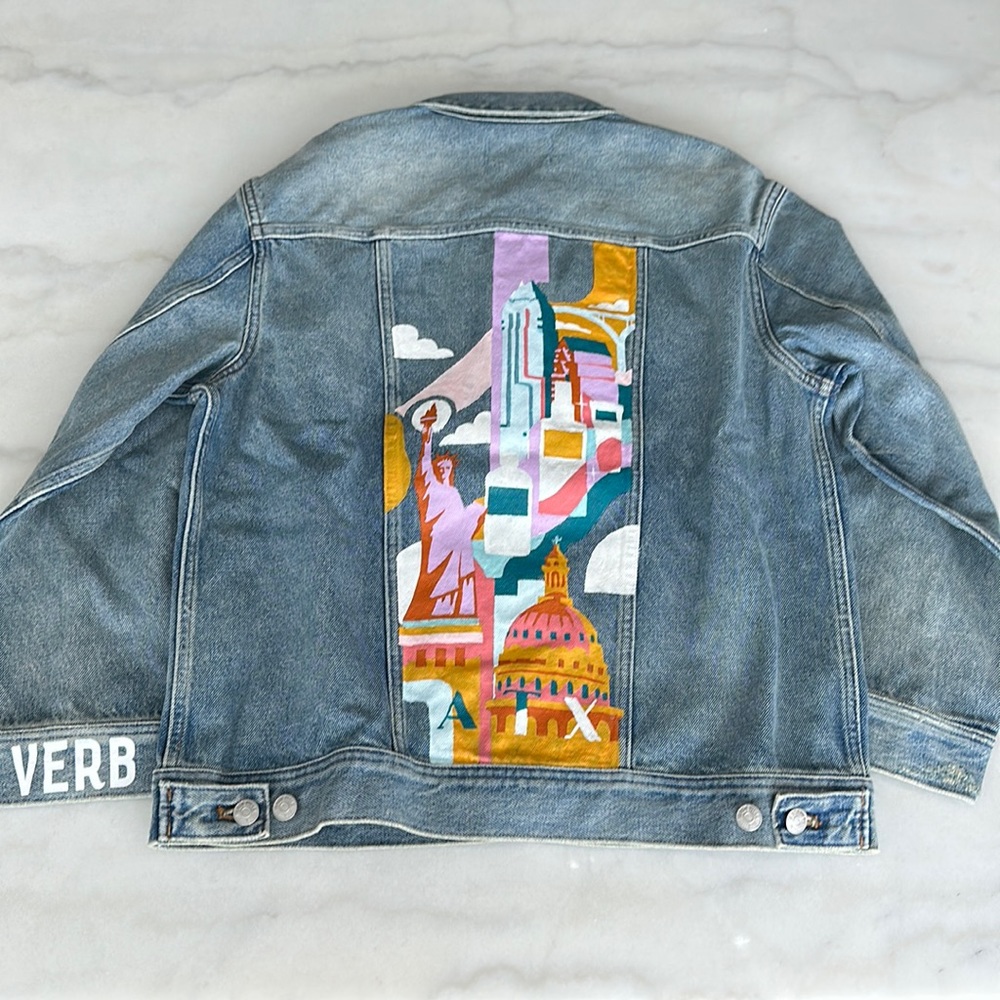 NEW Madewell Oversized Trucker x Josfer Hand Painted Denim Jacket - Size S
